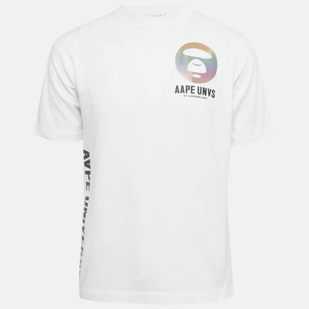 Aape By A Bathing Ape White Logo Applique Cotton T-Shirt S